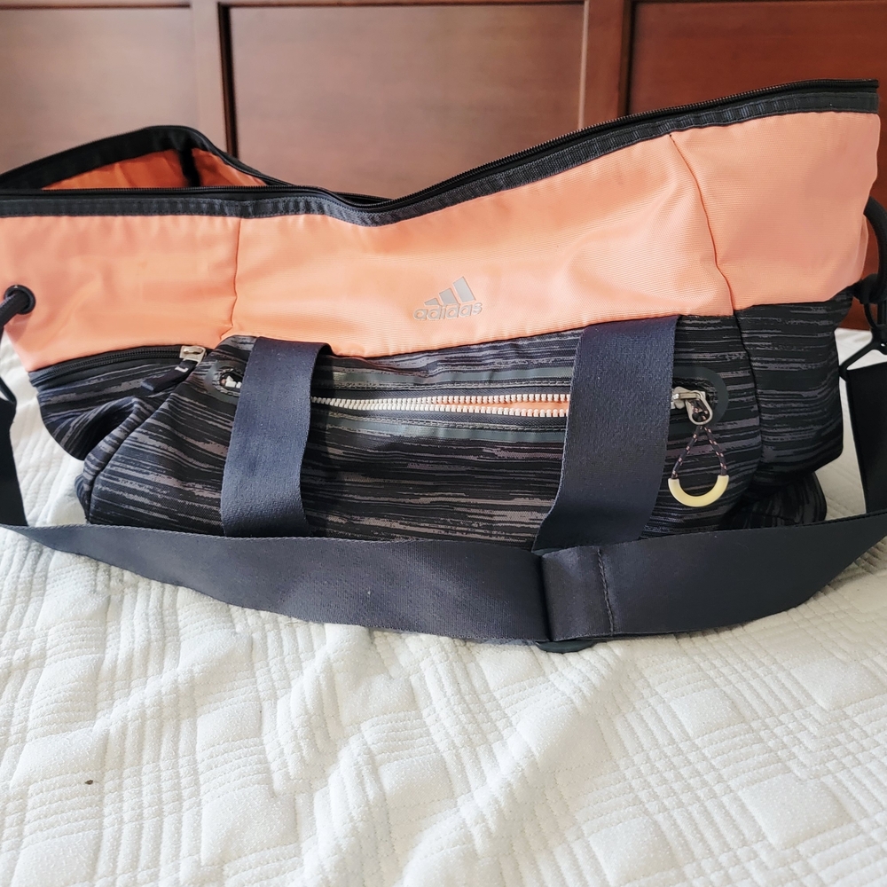 Adidas Peach and Black Duffel Bag
